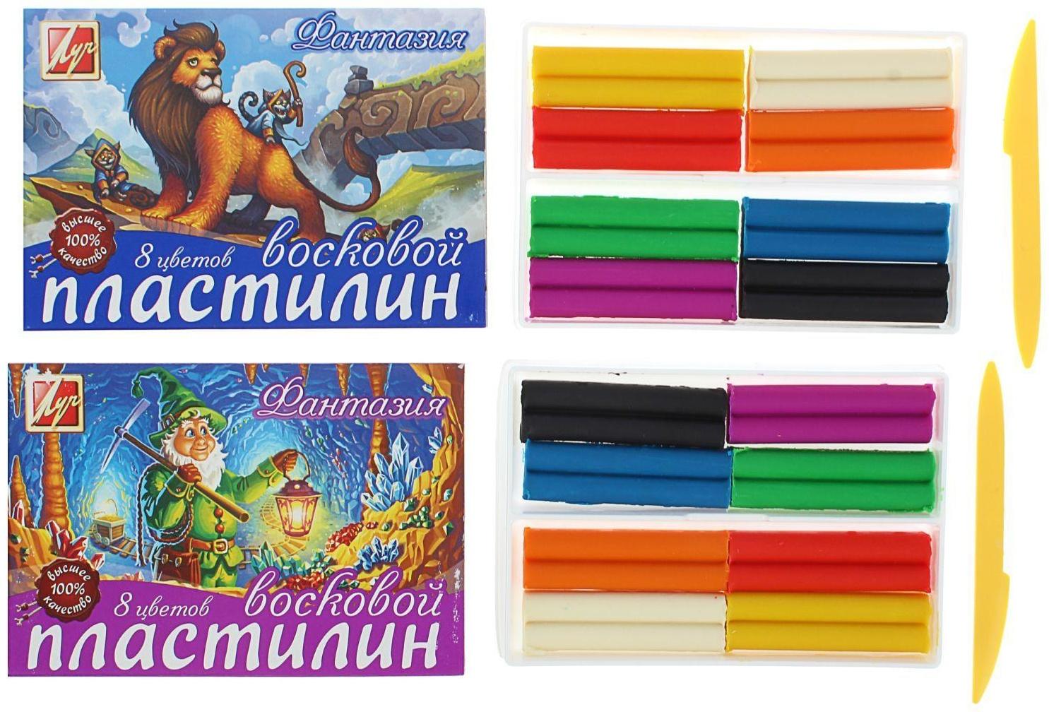 Пластилин мягкий (восковой), 8 цветов, 140 г, 