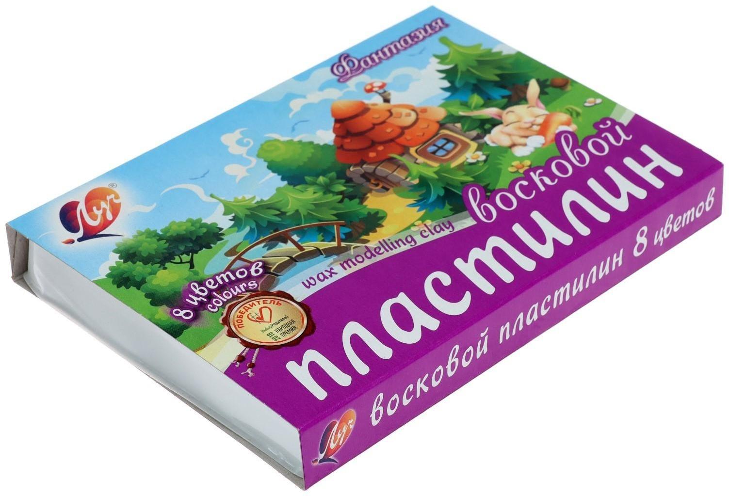 Пластилин мягкий (восковой), 8 цветов, 140 г, 