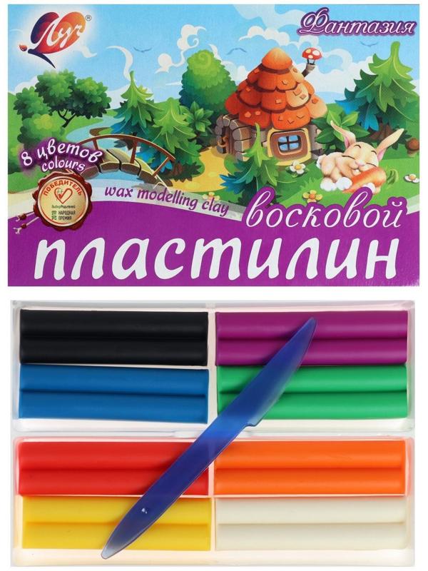 Пластилин мягкий (восковой), 8 цветов, 140 г, 