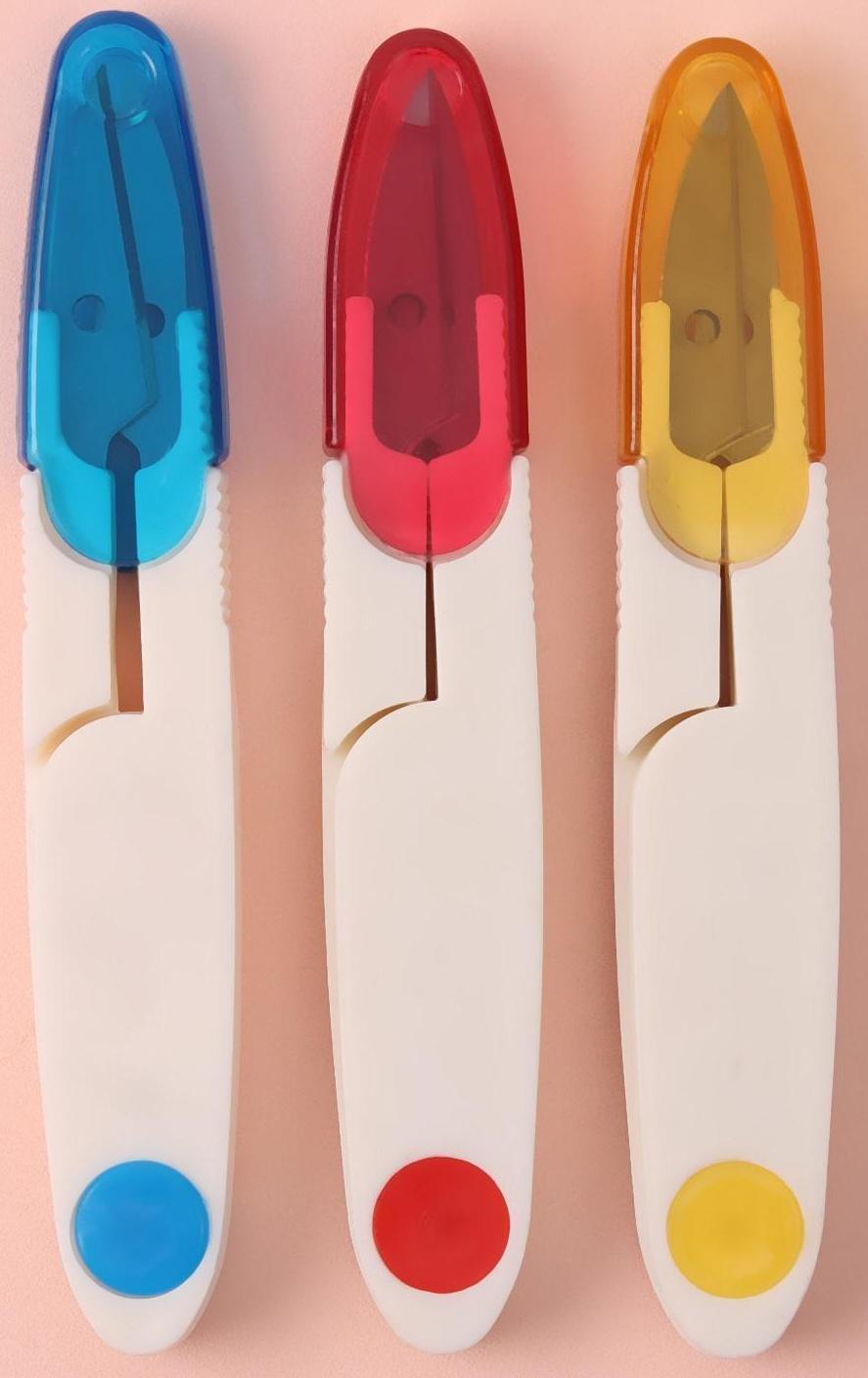 Ножницы для обрезки ниток, с защитным колпачком, 12 см, цвет МИКС