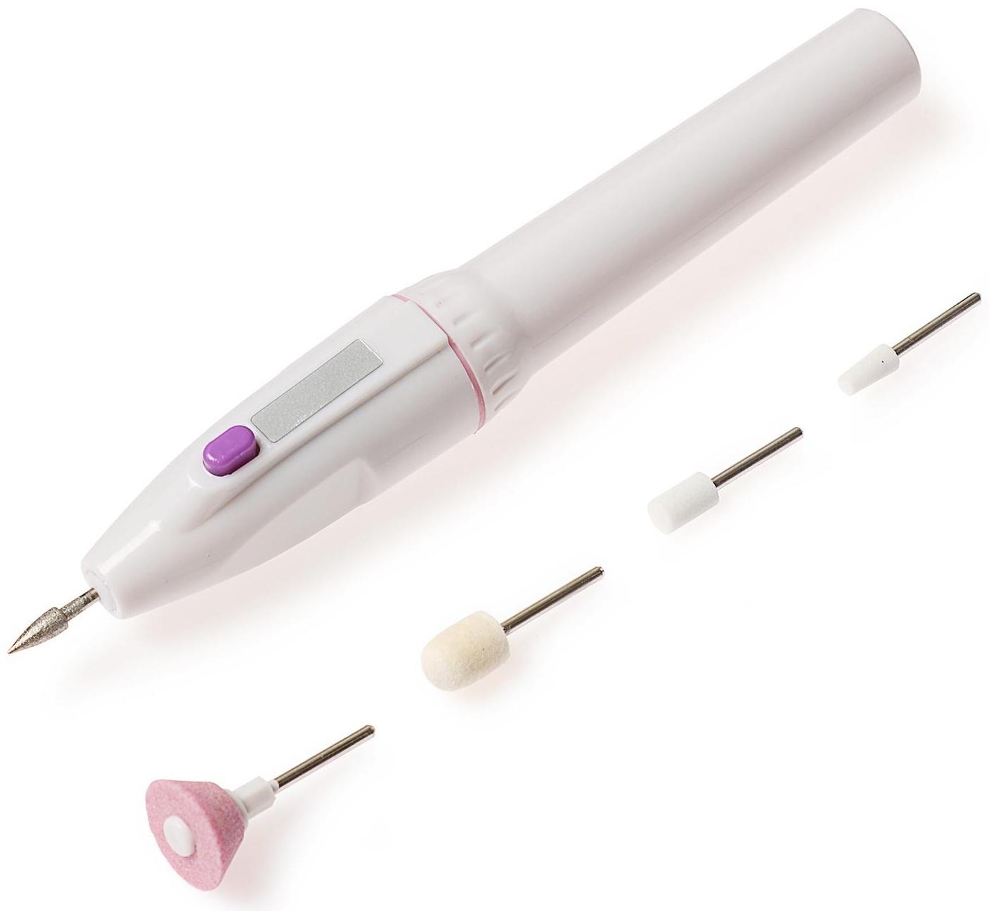 Аппарат для маникюра Luazon LMM-01-05, 5 насадок, 2 Вт, 2хAA (не в комплекте), белый