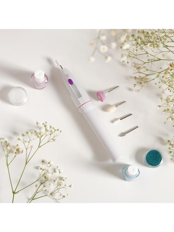 Аппарат для маникюра Luazon LMM-01-05, 5 насадок, 2 Вт, 2хAA (не в комплекте), белый