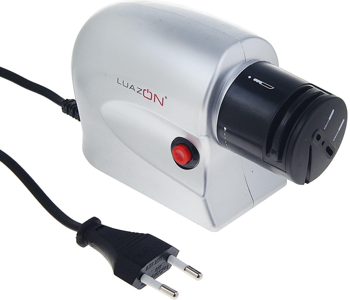 Ножеточка Luazon LTE-01, электрическая, для ножей/ножниц/отвёрток, 220 В, серая