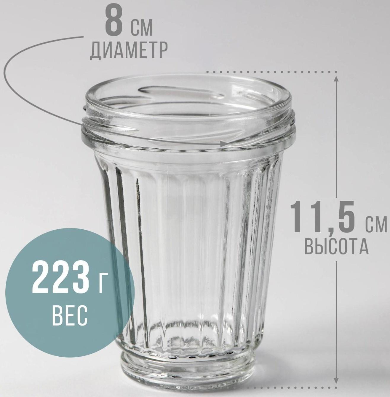 Банка стеклянная «Стакан», ТО-82 мм, 250 мл, с резьбой, фасовка по 12 шт