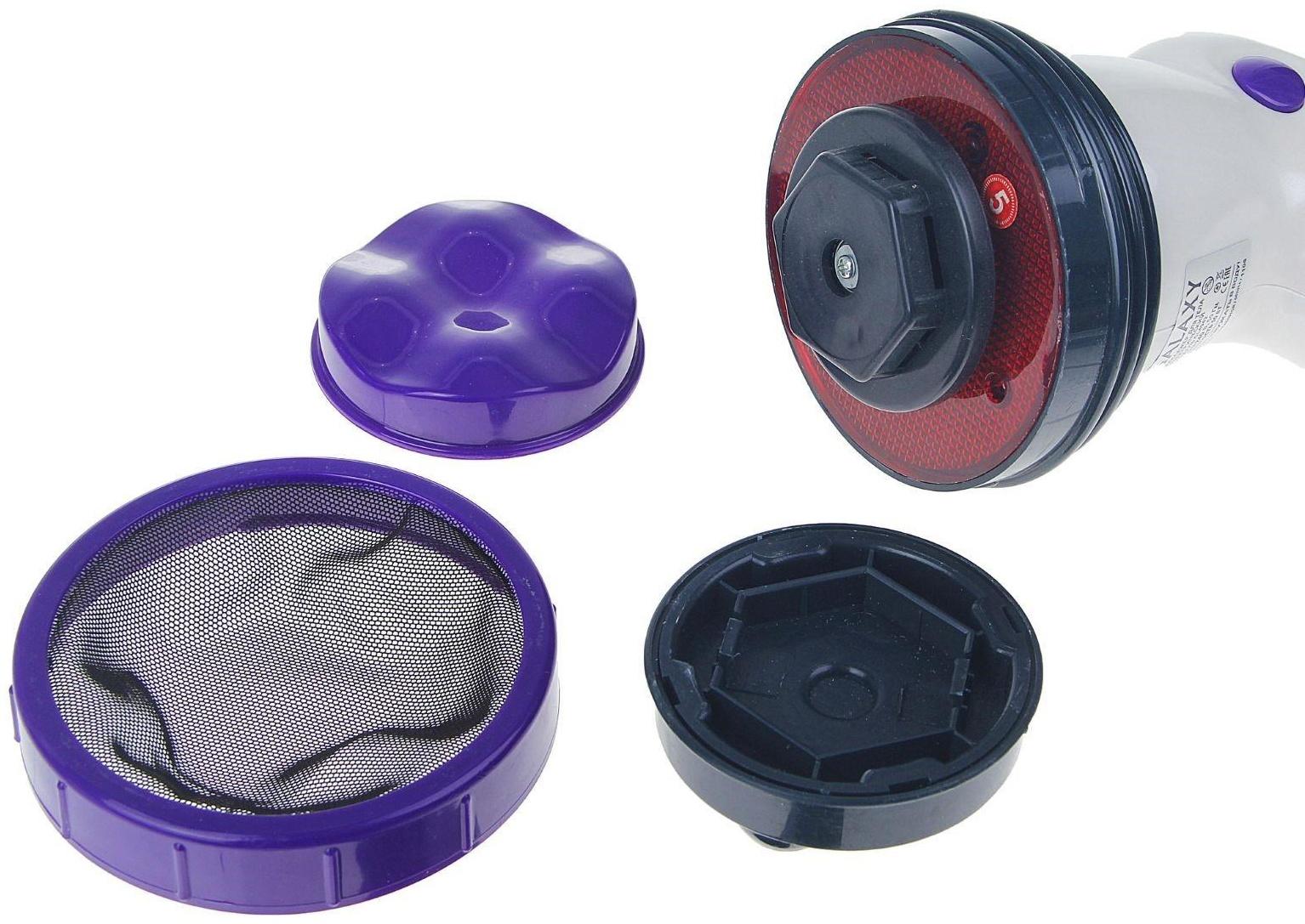 Массажёр для тела Galaxy GL 4942, электрический, 50 Вт, 5 насадок, 3 скорости, 220 В, фиолет.