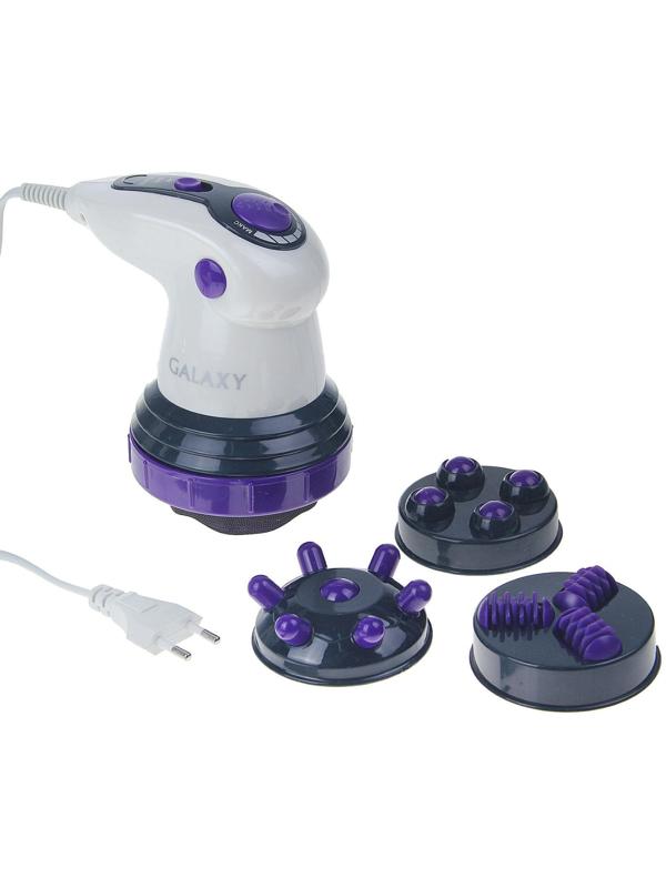Массажёр для тела Galaxy GL 4942, электрический, 50 Вт, 5 насадок, 3 скорости, 220 В, фиолет.