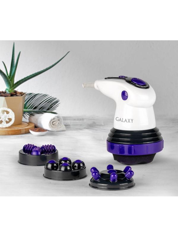 Массажёр для тела Galaxy GL 4942, электрический, 50 Вт, 5 насадок, 3 скорости, 220 В, фиолет.