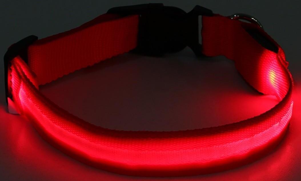 Ошейник с подсветкой, S, 38-40 см, 3 режима свечения, красный