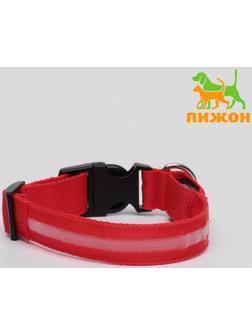 Ошейник с подсветкой, S, 38-40 см, 3 режима свечения, красный