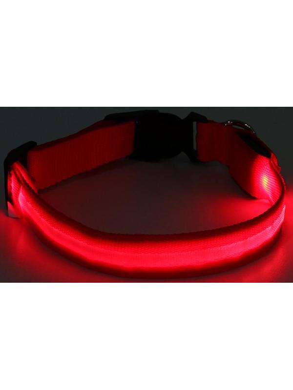 Ошейник с подсветкой, S, 38-40 см, 3 режима свечения, красный