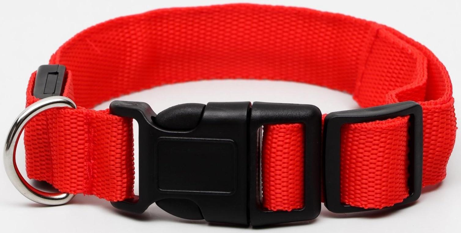 Ошейник с подсветкой и 2 светоотражающими полосами, размер S, 3 режима свечения, красный