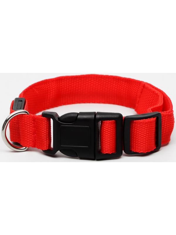 Ошейник с подсветкой и 2 светоотражающими полосами, размер S, 3 режима свечения, красный