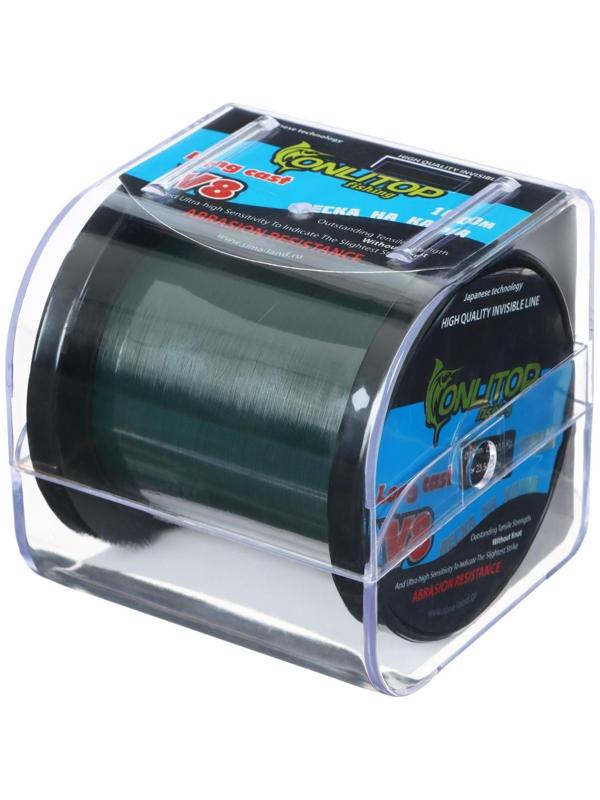 Леска V8 на карпа, d=0,28 мм, 1000 м, цвет тёмно-зелёный