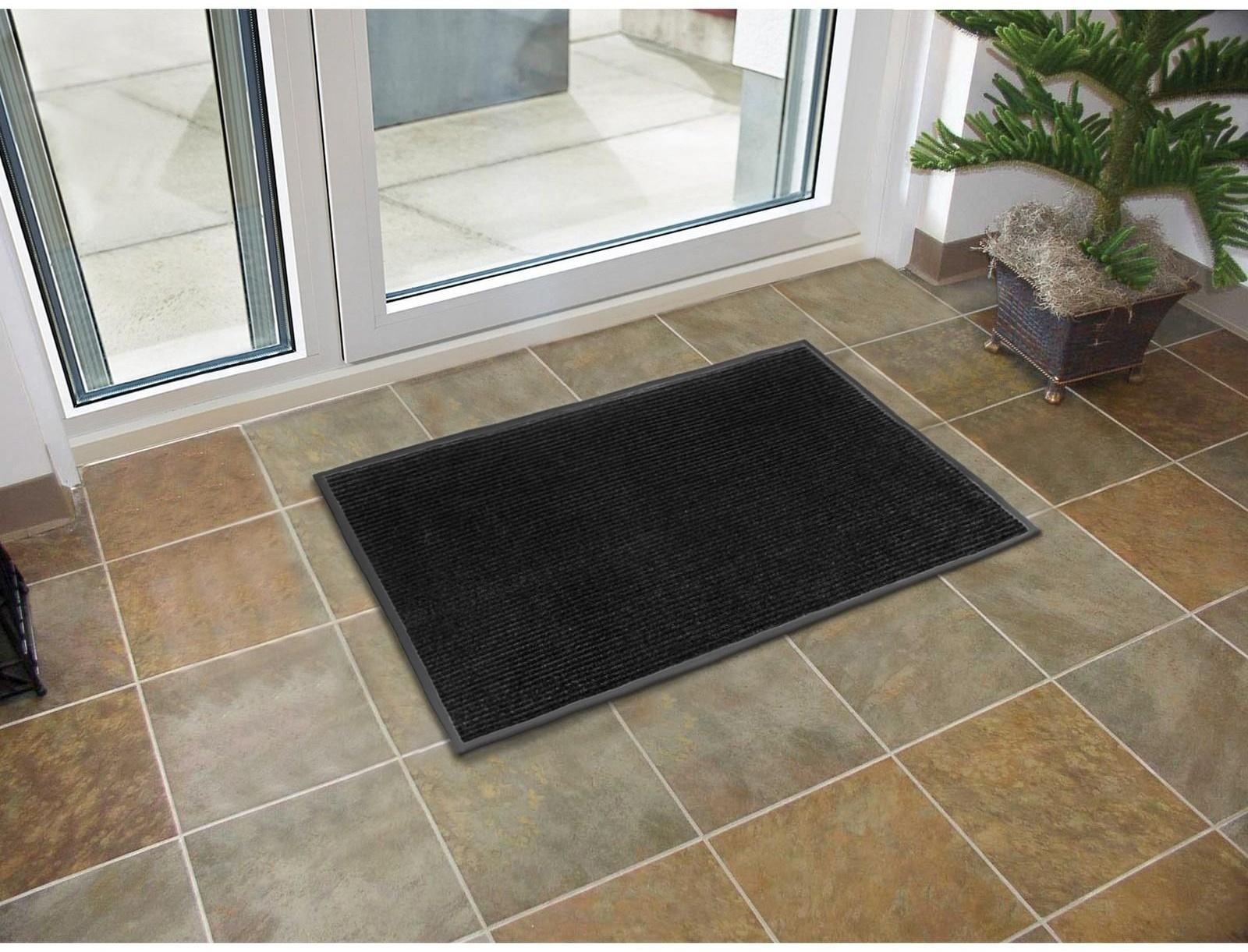 Коврик придверный влаговпитывающий, ребристый, «Стандарт», 80×120 см, цвет чёрный