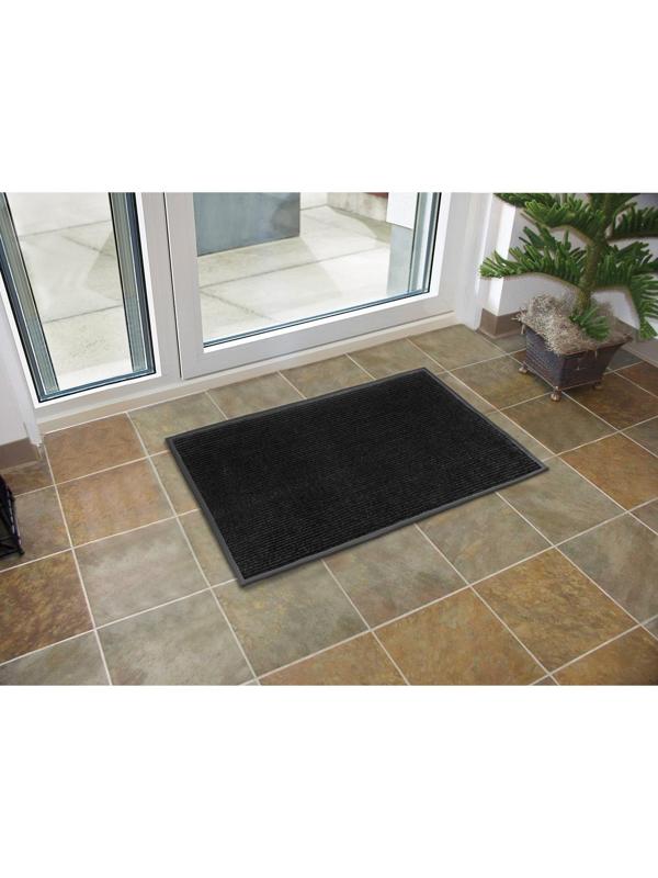 Коврик придверный влаговпитывающий, ребристый, «Стандарт», 80×120 см, цвет чёрный