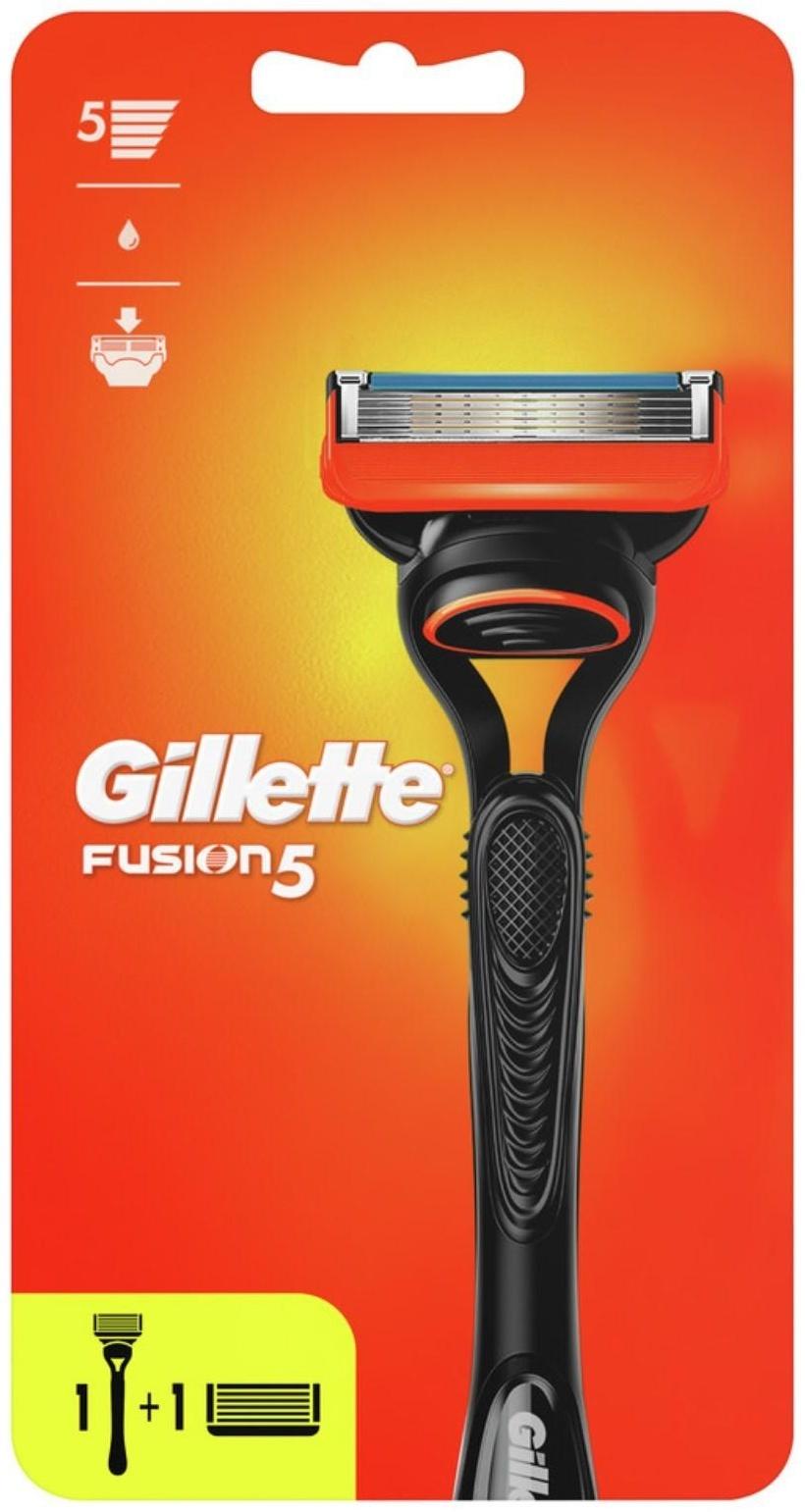 Бритвенный станок Gillette Fusion + 2 сменных кассеты, 5 лезвий