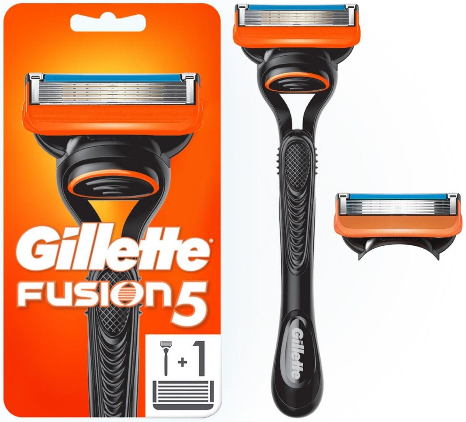 Бритвенный станок Gillette Fusion + 2 сменных кассеты, 5 лезвий