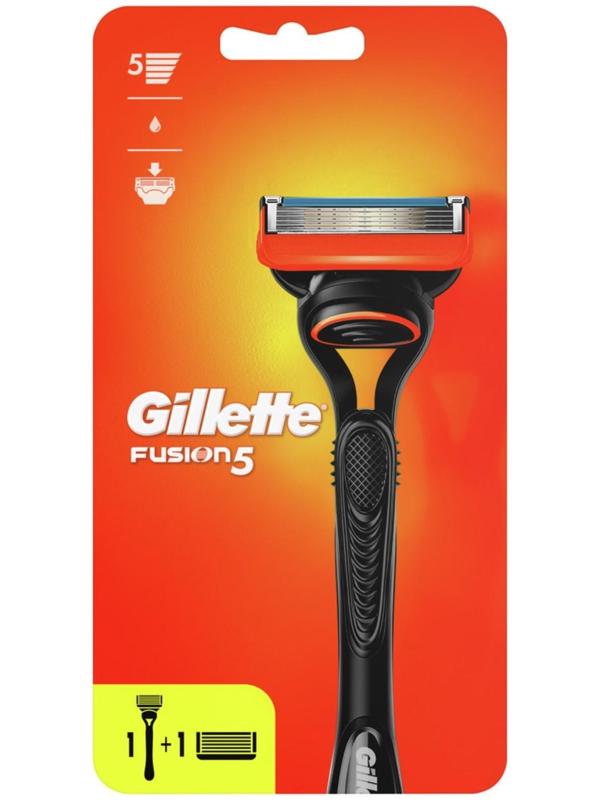 Бритвенный станок Gillette Fusion + 2 сменных кассеты, 5 лезвий