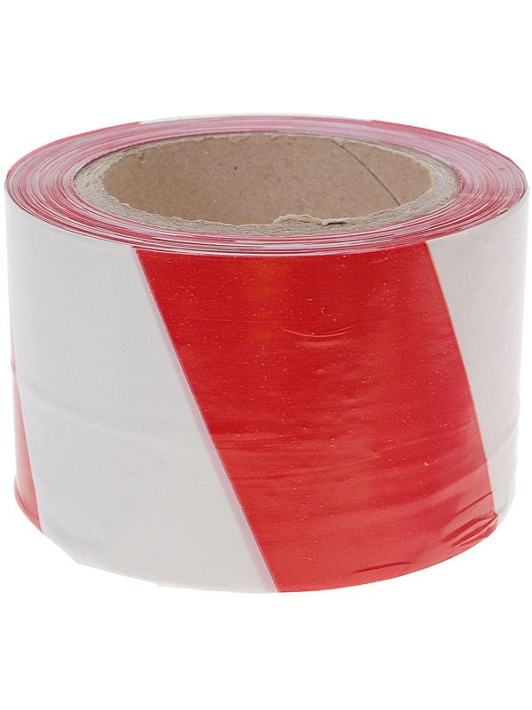 Лента оградительная, красно-белая, ширина 7,5 см, 100 м