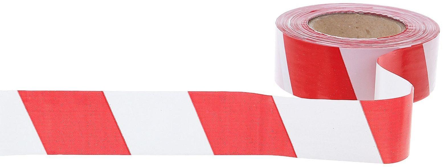 Лента оградительная, красно-белая, ширина 5 см, 200 м