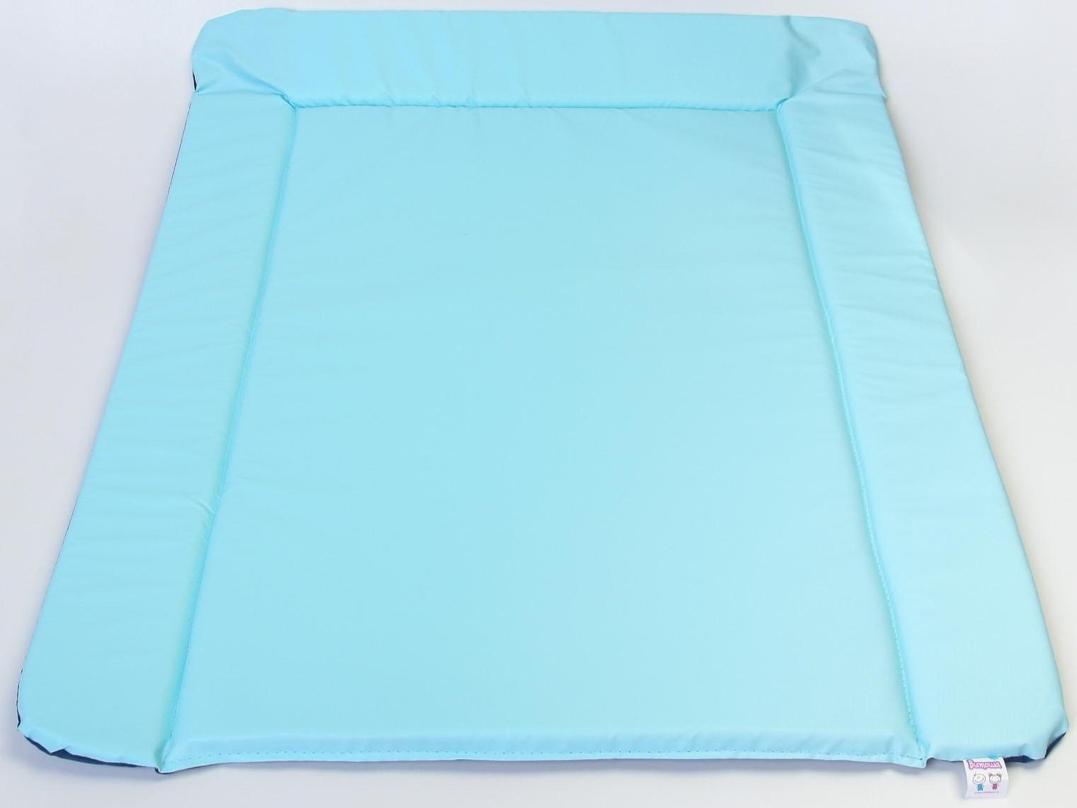 Матрасик для пеленального столика/комода двусторонний со складными бортиками 82х72 см., цвет синий/голубой