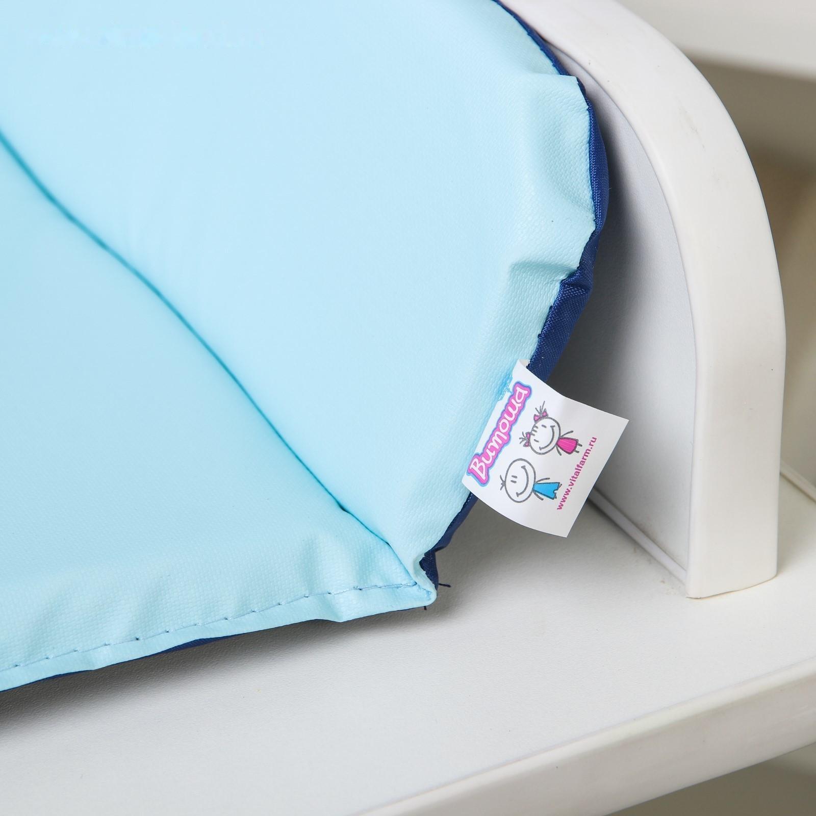 Матрасик для пеленального столика/комода двусторонний со складными бортиками 82х72 см., цвет синий/голубой