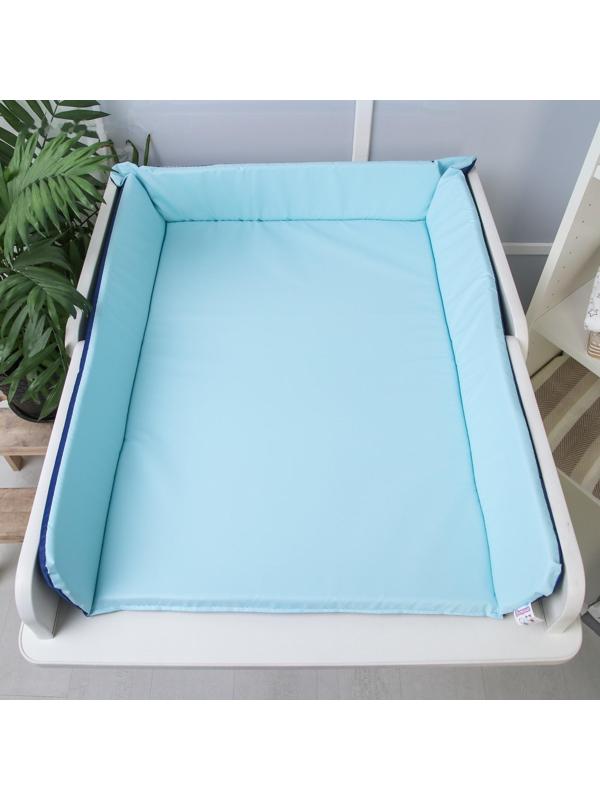 Матрасик для пеленального столика/комода двусторонний со складными бортиками 82х72 см., цвет синий/голубой