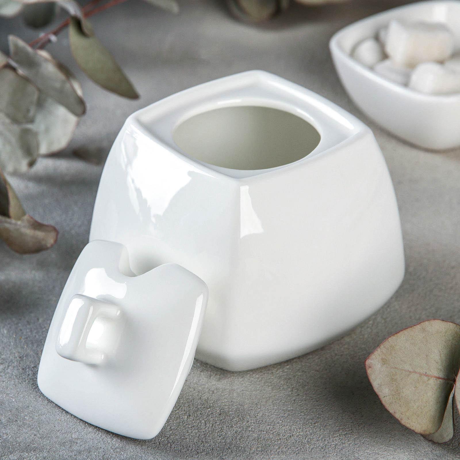 Сахарница фарфоровая Ilona, 340 мл, с крышкой, цвет белый