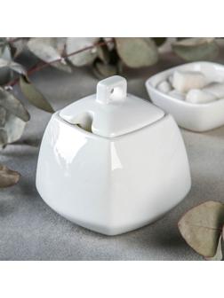 Сахарница фарфоровая Ilona, 340 мл, с крышкой, цвет белый