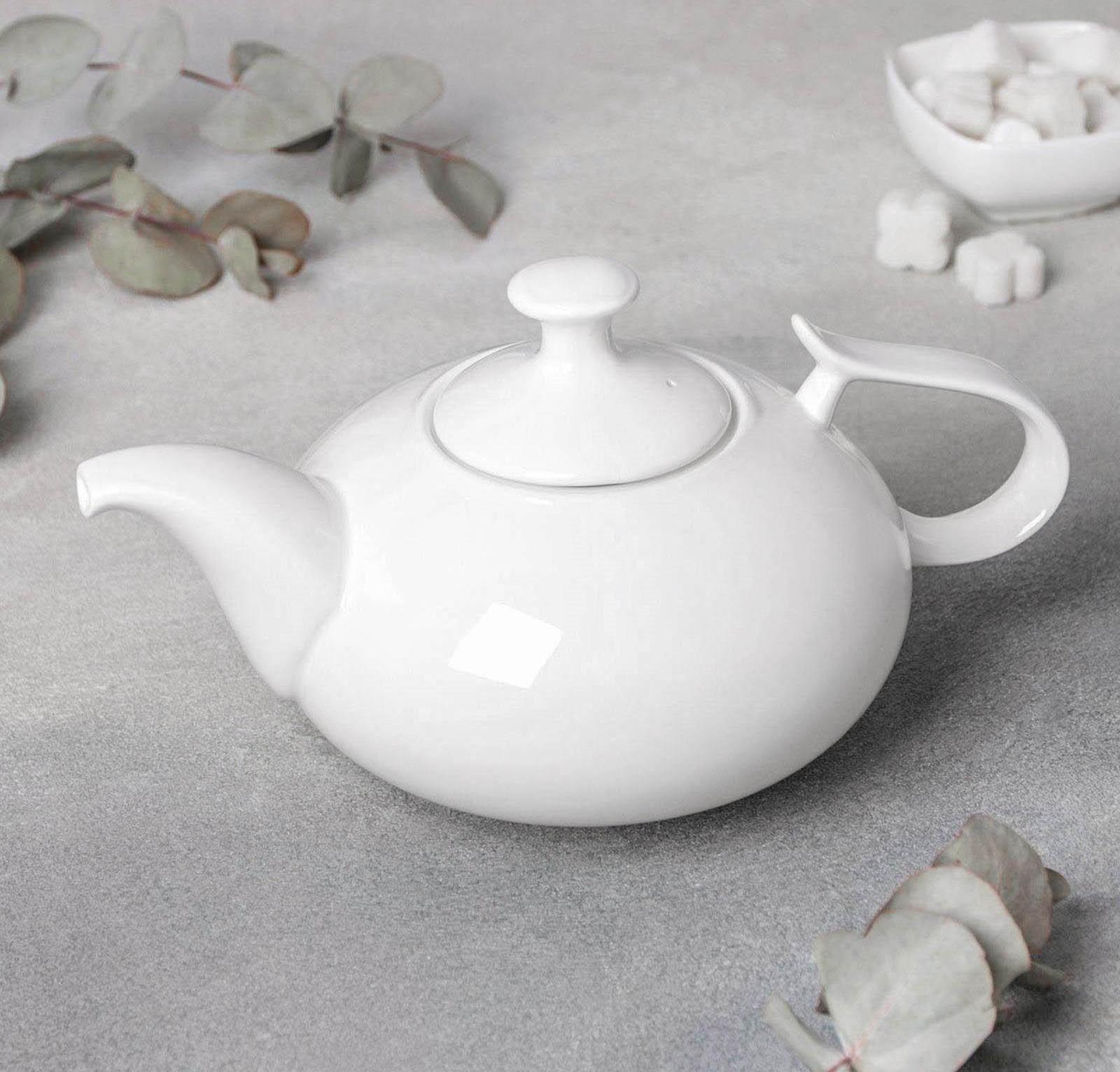 Чайник фарфоровый заварочный «Изящество», 1,15 л, цвет белый