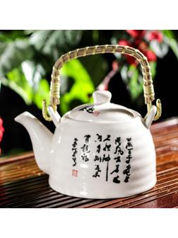 Чайник керамический заварочный «Иероглифы», 600 мл, с металлическим ситом