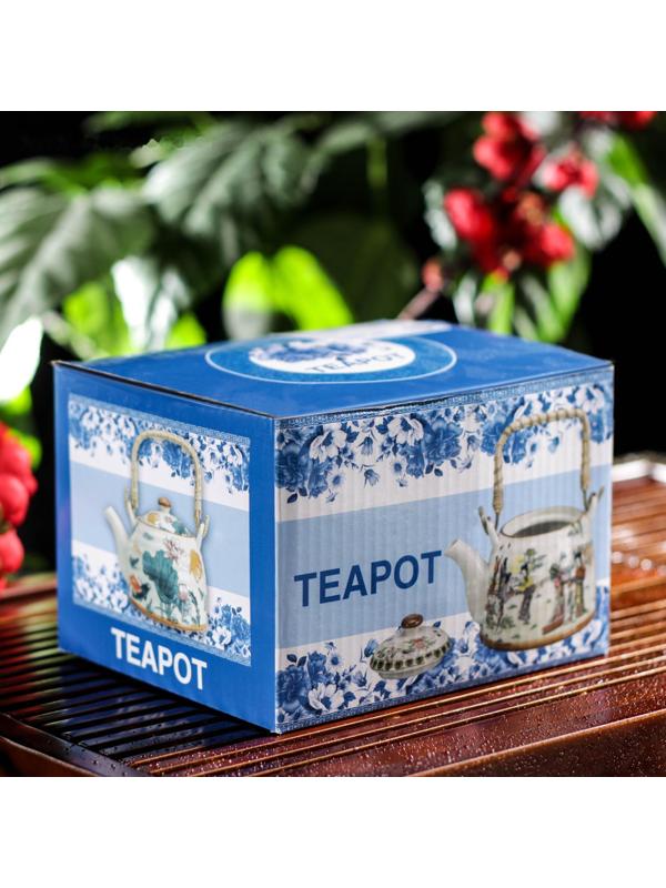 Чайник керамический заварочный «Иероглифы», 600 мл, с металлическим ситом