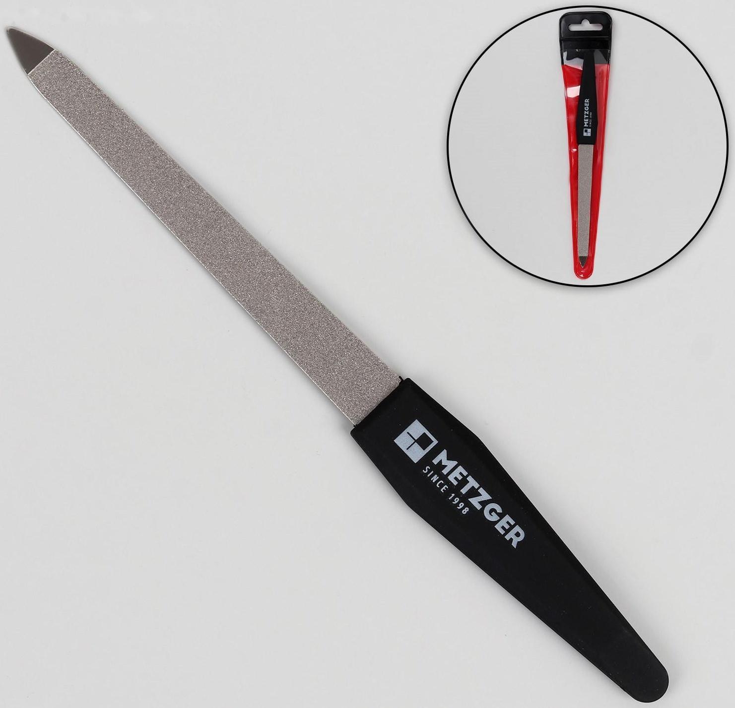 Пилка металлическая для ногтей, 15,2 см, в чехле, цвет чёрный, PF-927