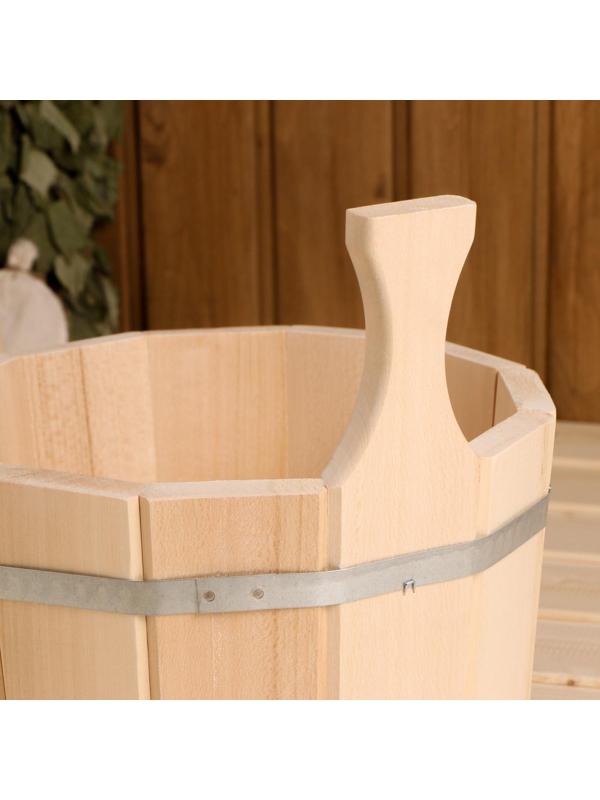 Шайка из липы, 5 л, одноручная, нержавеющий обруч, 