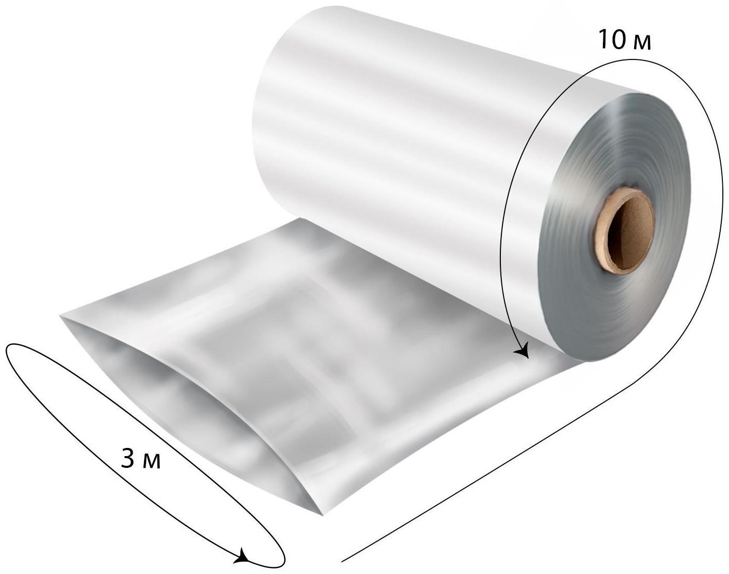 Плёнка полиэтиленовая, толщина 100 мкм, 10 × 3 м, рукав (1,5 м × 2), прозрачная, 1 сорт, ГОСТ 10354-82