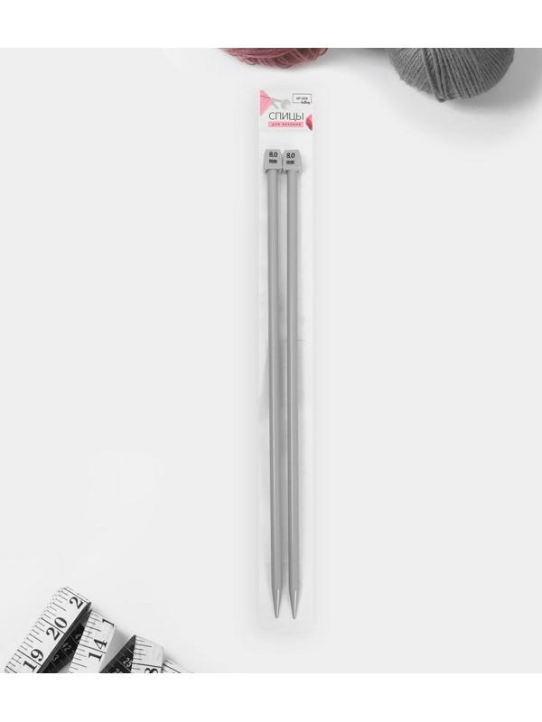 Спицы для вязания, прямые, с тефлоновым покрытием, d = 8 мм, 35 см, 2 шт