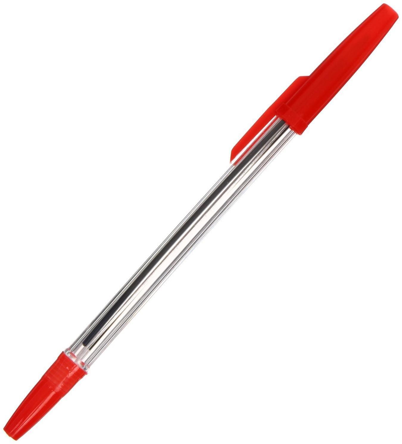 Ручка шариковая, 0.7 мм, стержень красный, прозрачный корпус