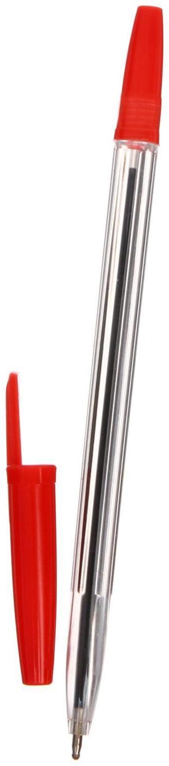 Ручка шариковая, 0.7 мм, стержень красный, прозрачный корпус