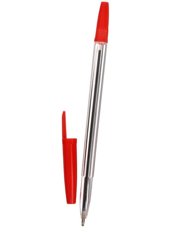 Ручка шариковая, 0.7 мм, стержень красный, прозрачный корпус