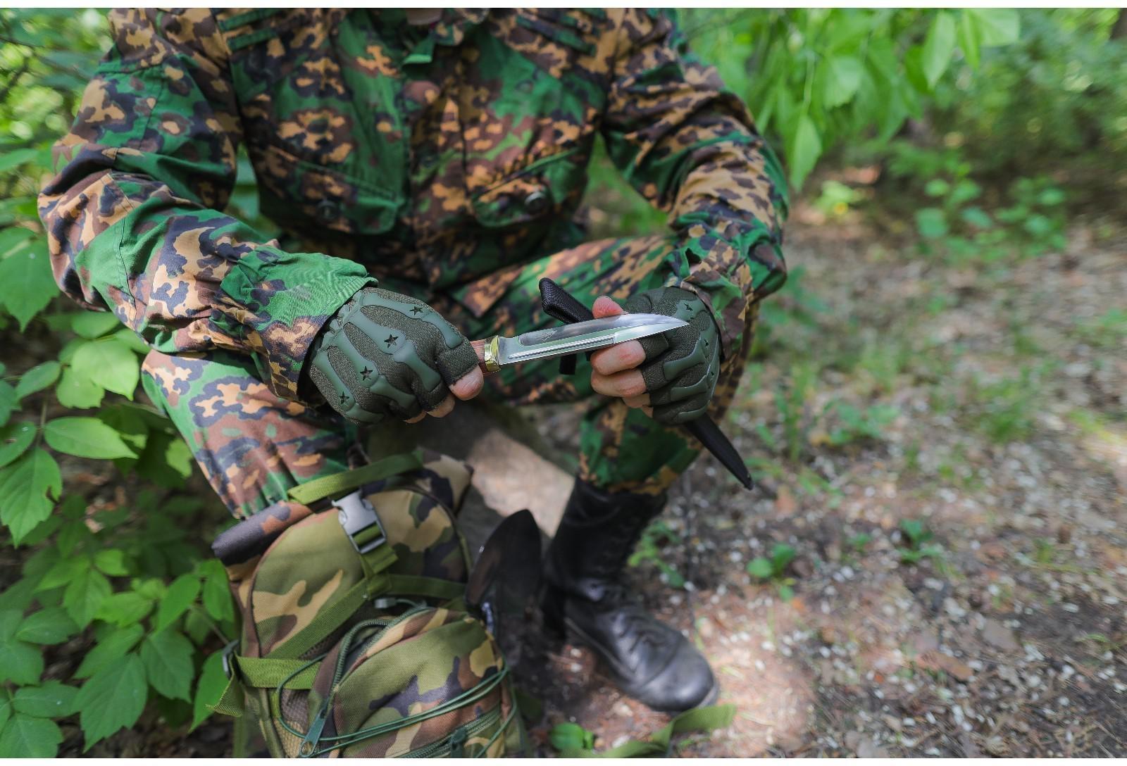 Нож охотничий Мастер К, лезвие 12,5 см, в чехле, деревянная рукоять с пробковой вставкой