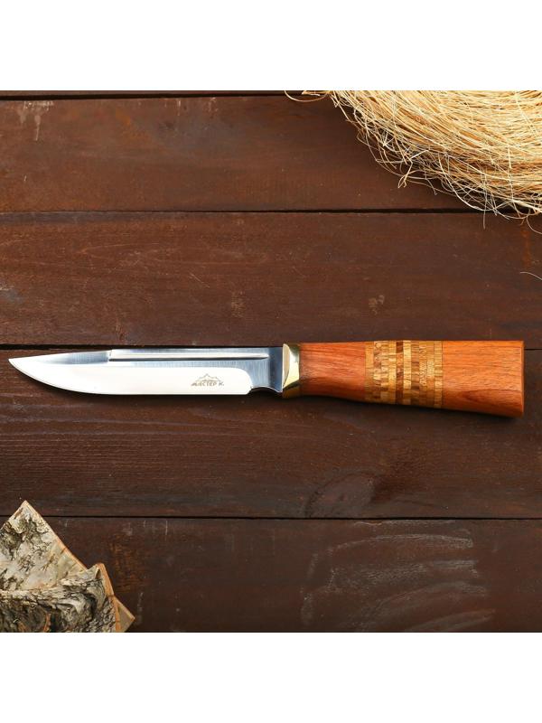 Нож охотничий Мастер К, лезвие 12,5 см, в чехле, деревянная рукоять с пробковой вставкой