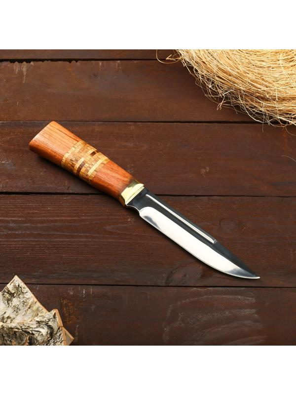 Нож охотничий Мастер К, лезвие 12,5 см, в чехле, деревянная рукоять с пробковой вставкой