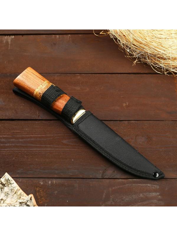 Нож охотничий Мастер К, лезвие 12,5 см, в чехле, деревянная рукоять с пробковой вставкой