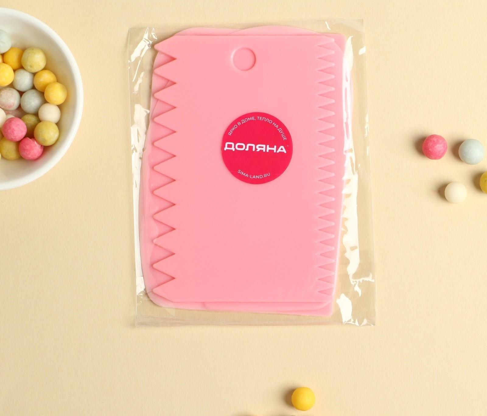 Набор шпателей кондитерских, 12×8 см, 11×7,5 см, 8,8×12,2 см, 3 предмета, цвет МИКС