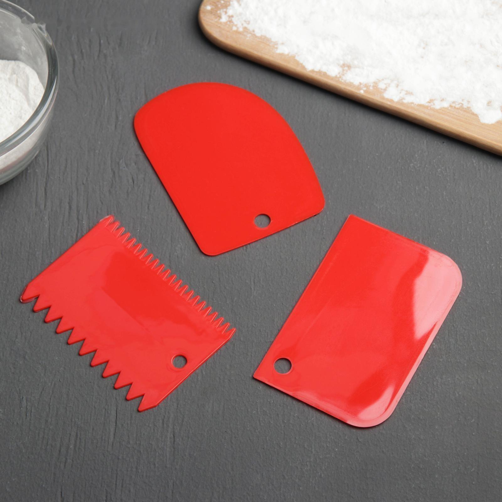 Набор шпателей кондитерских, 12×8 см, 11×7,5 см, 8,8×12,2 см, 3 предмета, цвет МИКС