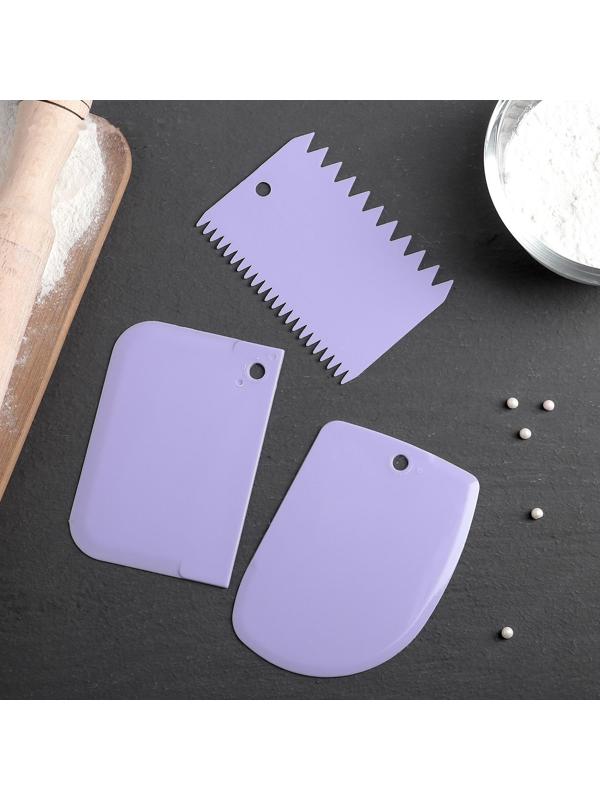 Набор шпателей кондитерских, 12×8 см, 11×7,5 см, 8,8×12,2 см, 3 предмета, цвет МИКС