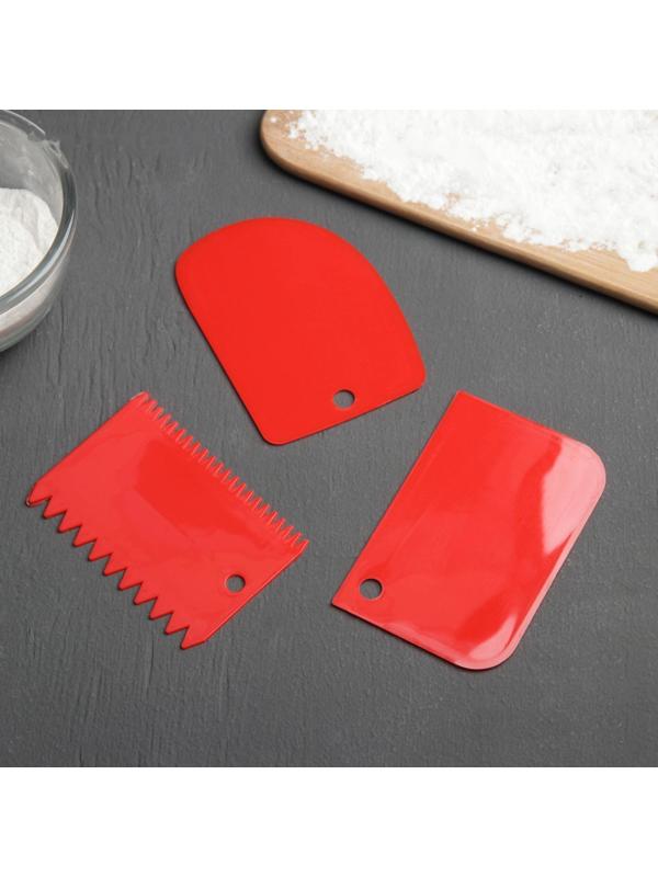 Набор шпателей кондитерских, 12×8 см, 11×7,5 см, 8,8×12,2 см, 3 предмета, цвет МИКС