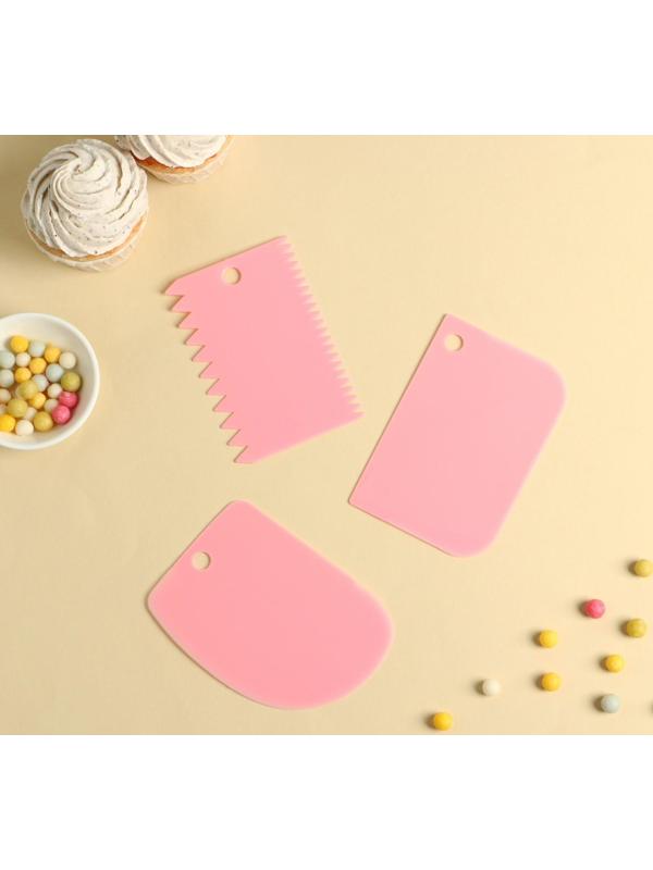 Набор шпателей кондитерских, 12×8 см, 11×7,5 см, 8,8×12,2 см, 3 предмета, цвет МИКС