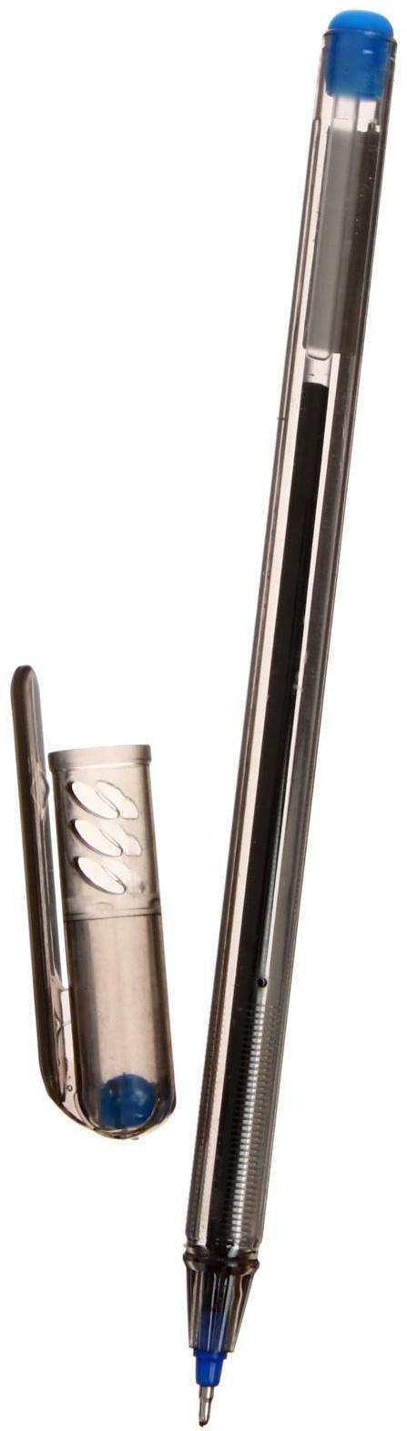 Ручка шариковая MY-TECH, 0.7 мм, стержень синий, корпус прозрачный, игольчатый пишущий узел