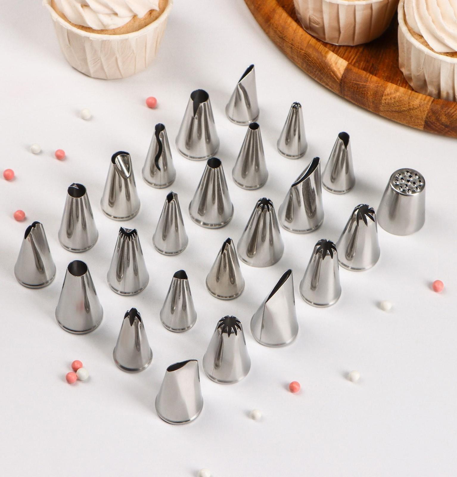 Набор насадок кондитерских, d=2 см, 24 шт, в кейсе, насадки в ассортименте